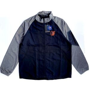 NWT Dunbrooke Baltimore Orioles Windbreaker Jacket, Black/Grey, Men’s Size Large